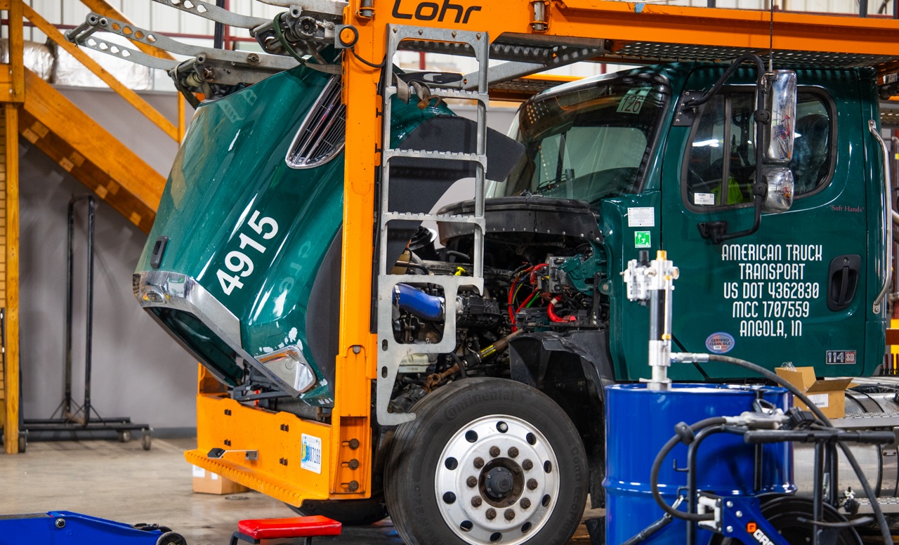 Truck in shop at L&M Maintenance and Equipment